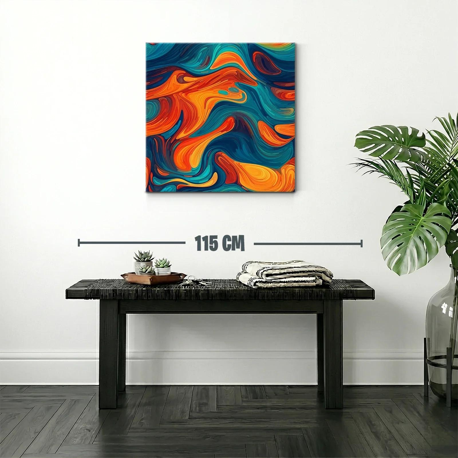 Cuadro abstracto con tonos vibrantes y formas fluidas — miniatura 2