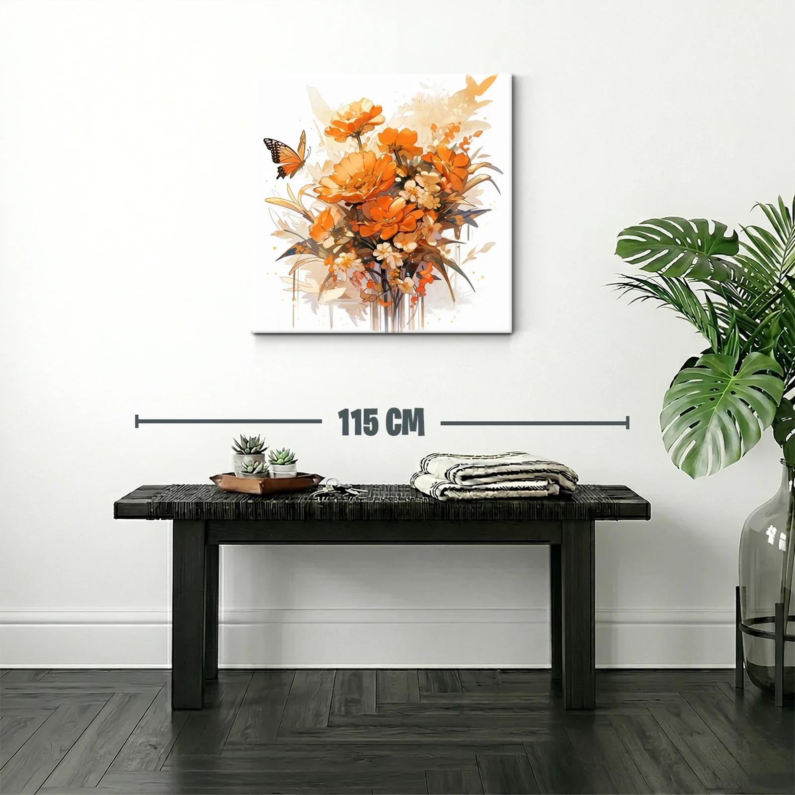 Ramo vibrante de flores naranjas con mariposa delicada — miniatura 2
