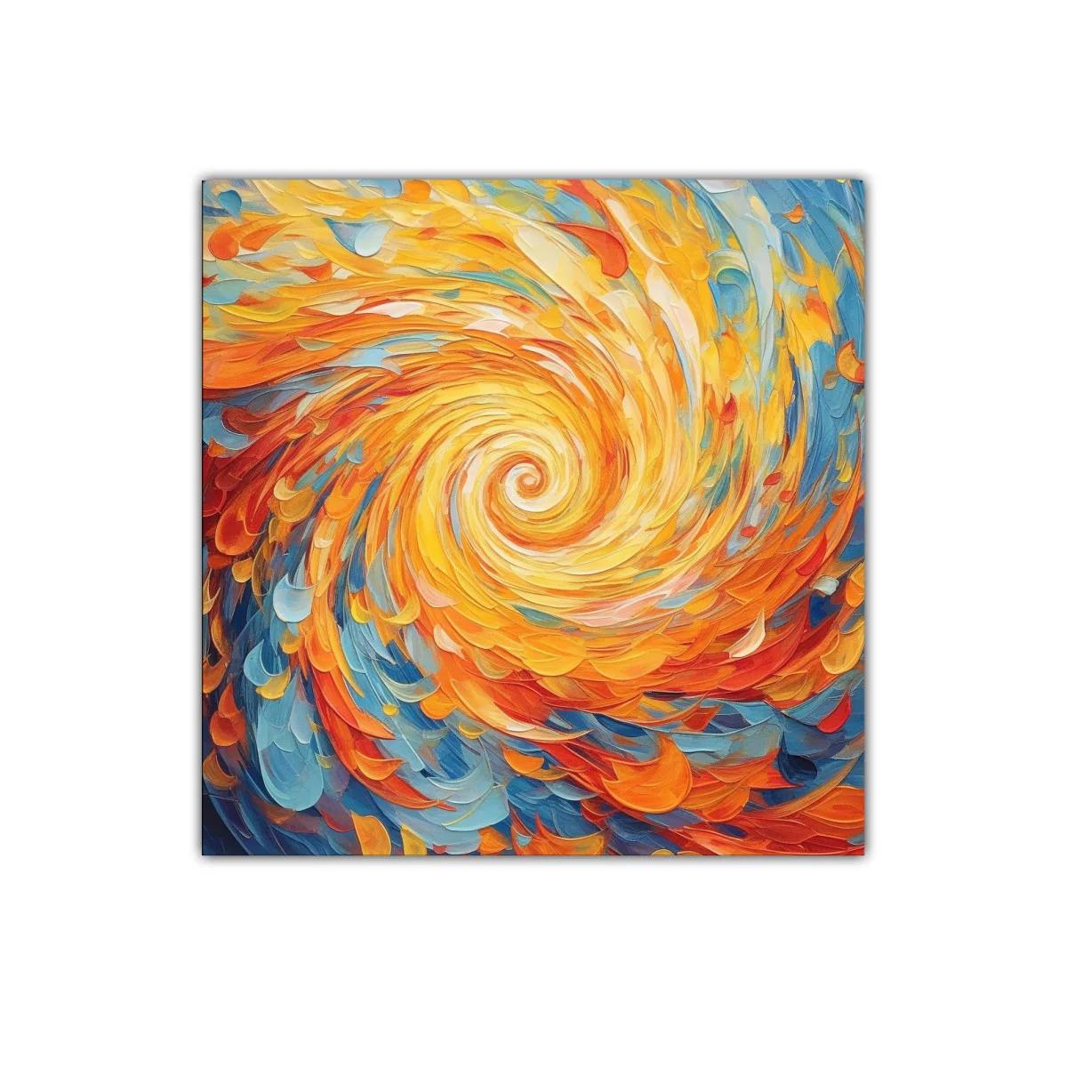 Cuadro abstracto con remolino de colores cálidos y fríos — imagen principal