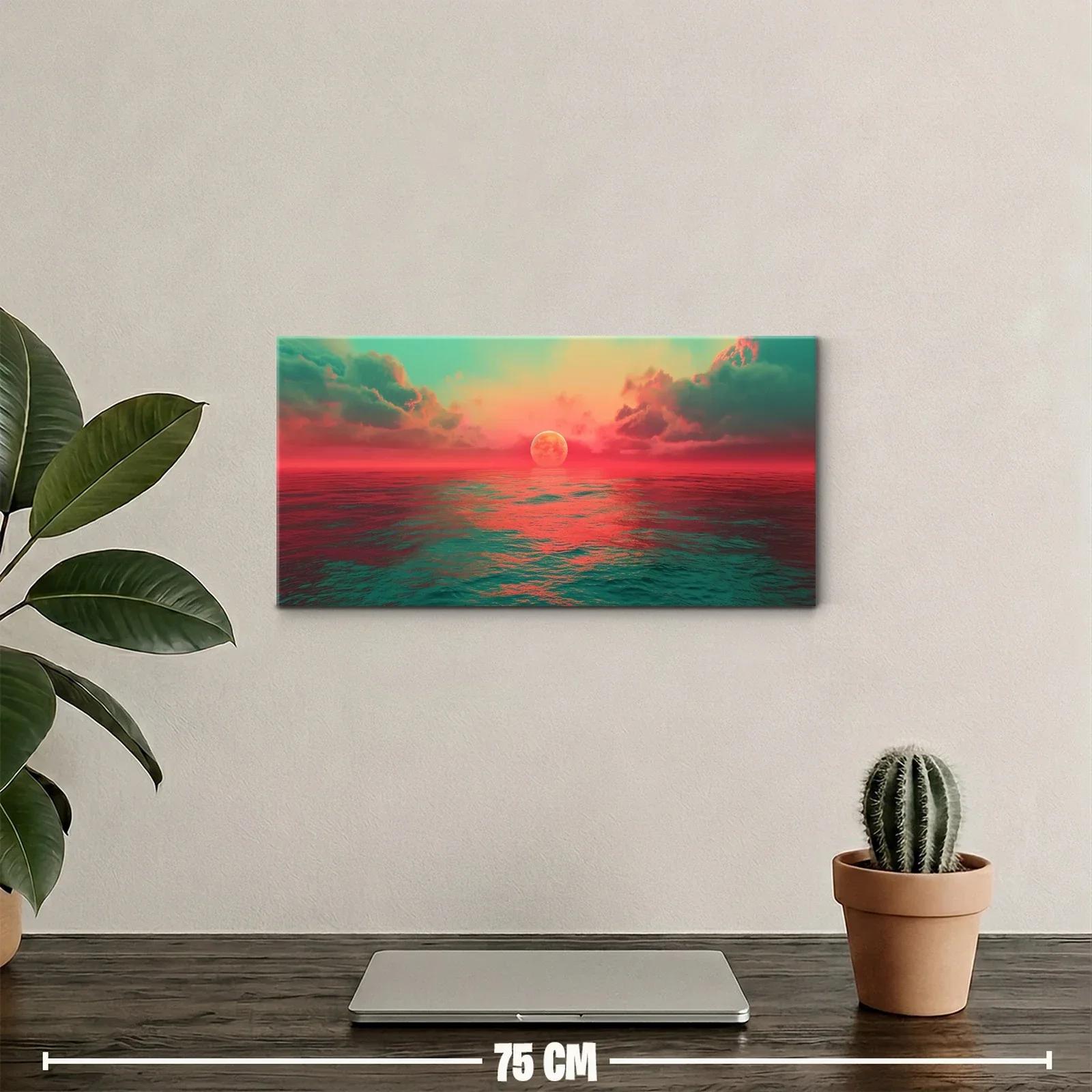 Cuadro sol sobre el mar con resplandor rosado — miniatura 2
