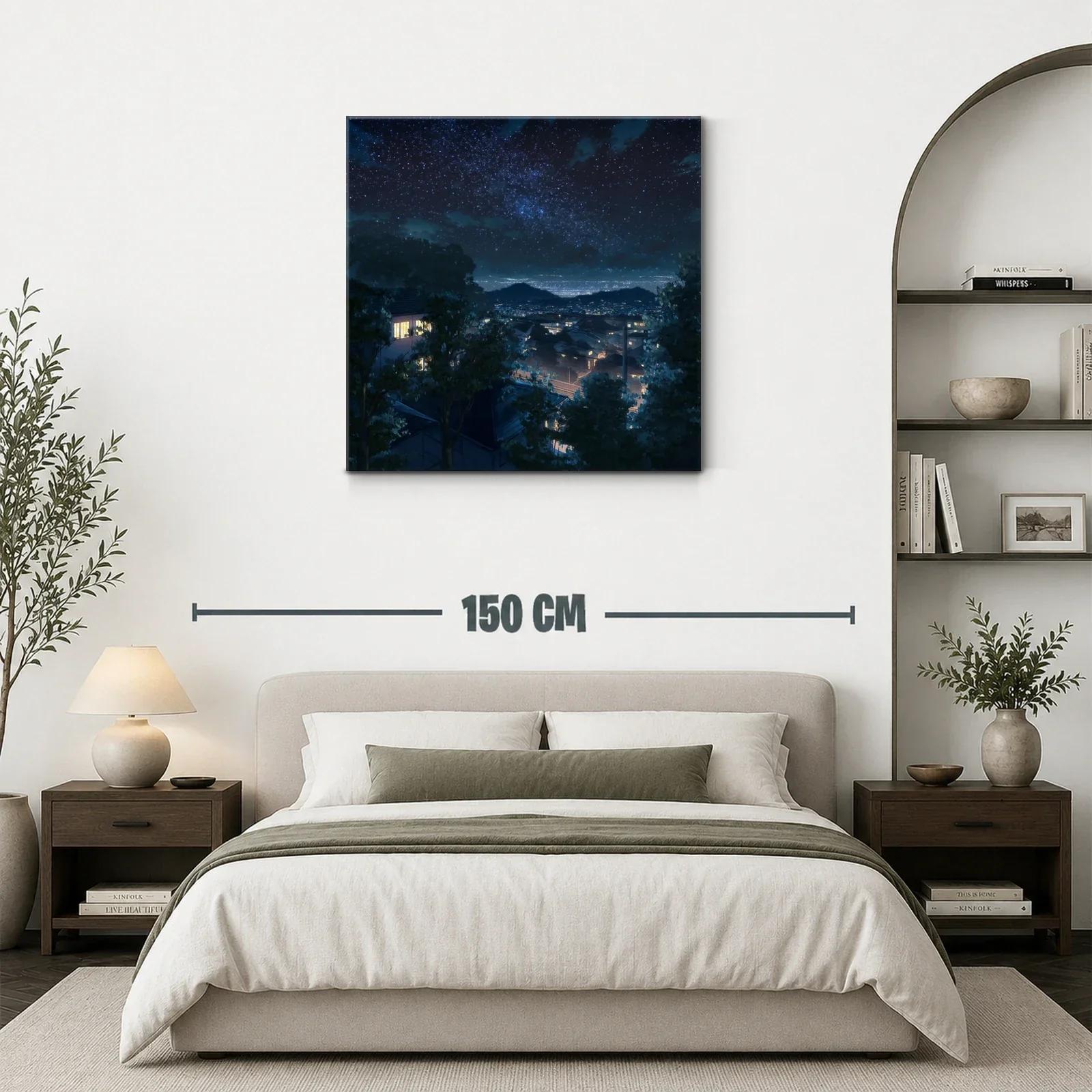 Cielo estrellado sobre ciudad tranquila nocturna — miniatura 3