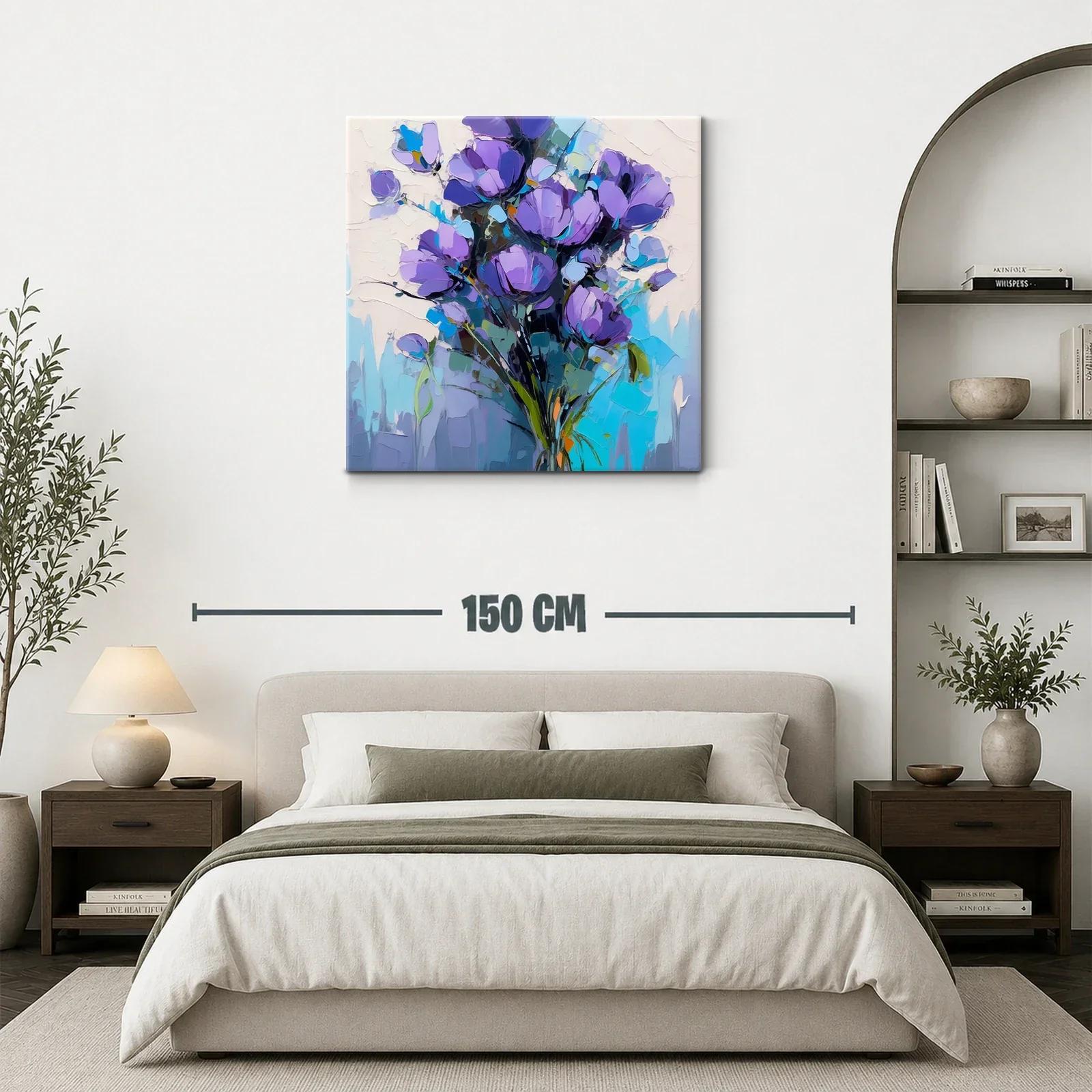 Ramo de flores violetas con fondo en tonos azules y blancos — miniatura 3