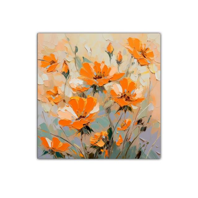 Luminosa composición floral en tonos naranjas y pastel
