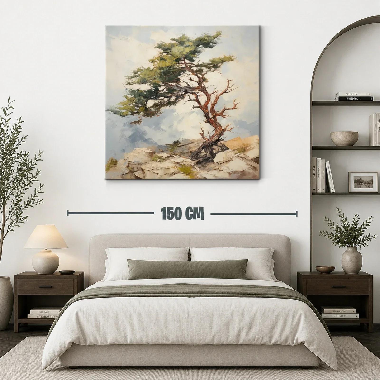 Árbol solitario sobre rocas con cielo despejado — miniatura 3