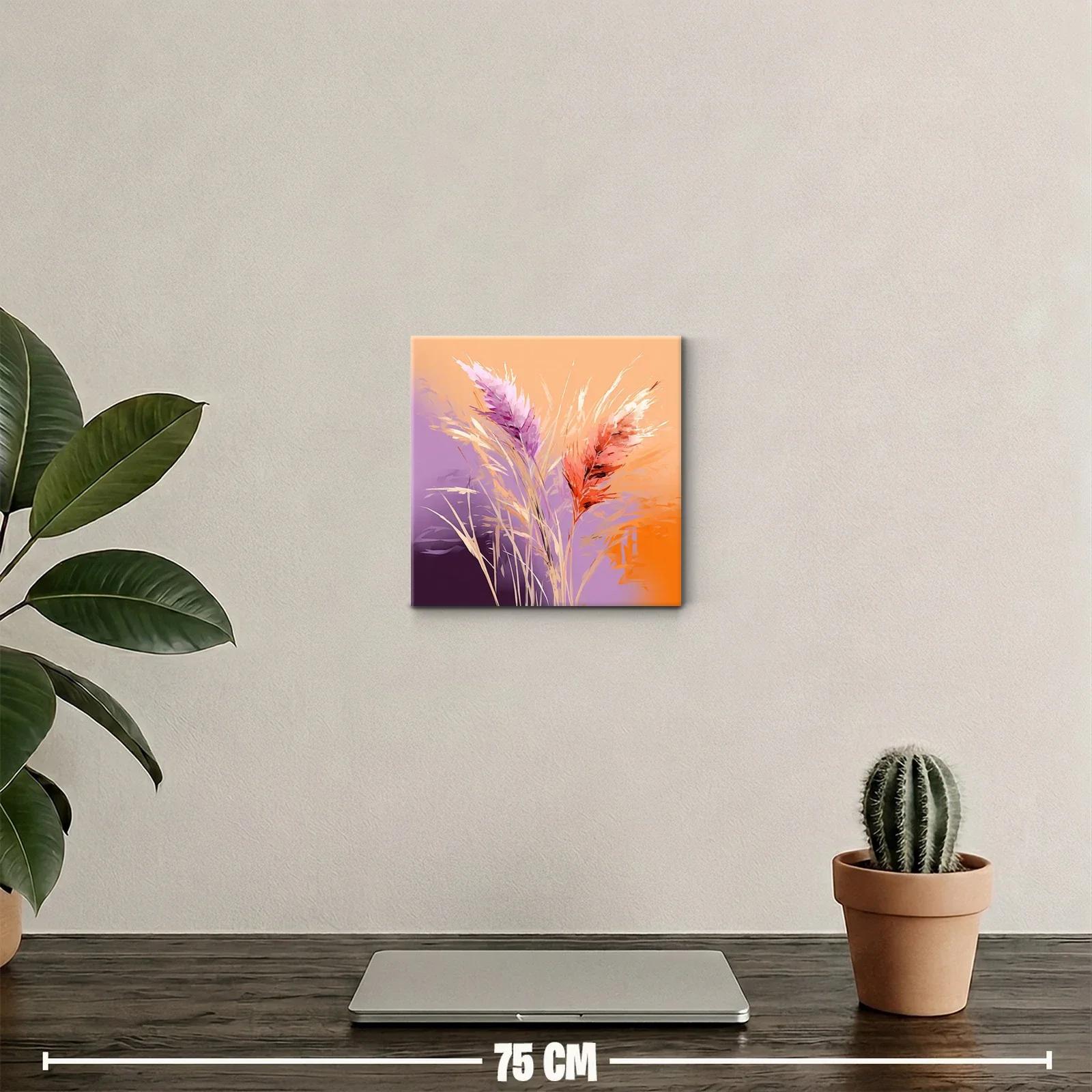 Cuadro decorativo de flores en tonos cálidos y lilas — miniatura 2