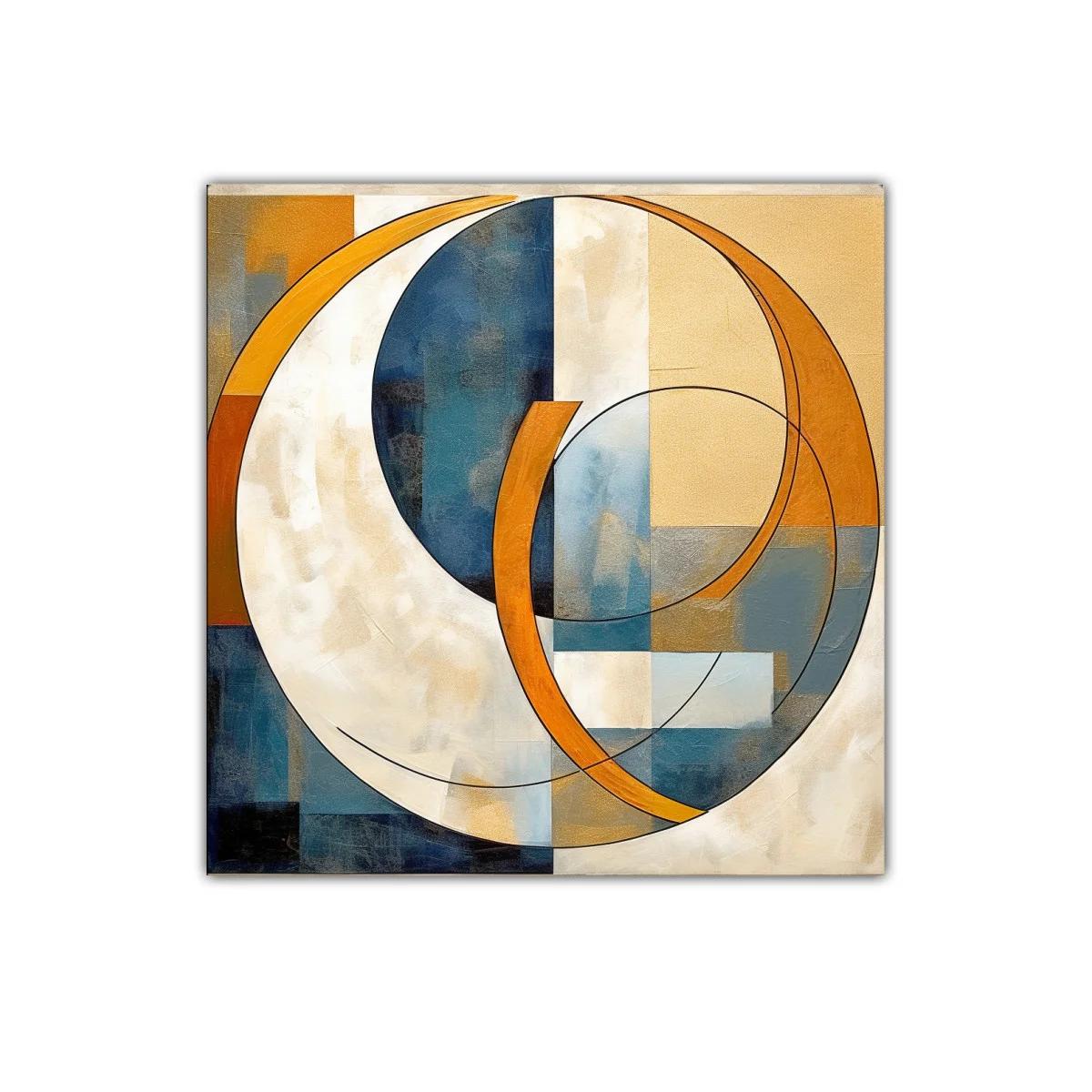 Cuadro abstracto con formas circulares y tonos cálidos