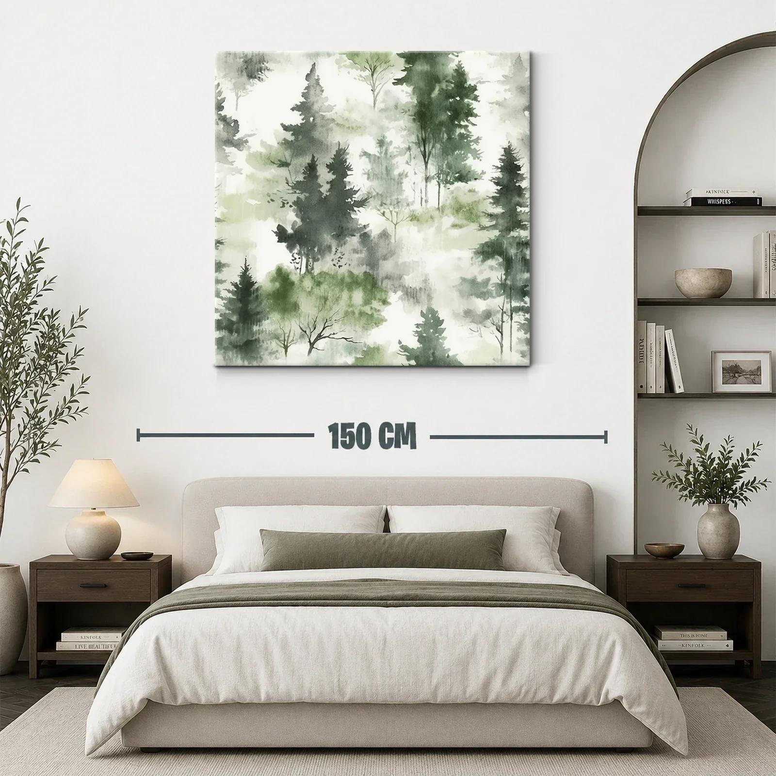 Tranquilo bosque en tonos verdes y grises suaves — miniatura 3