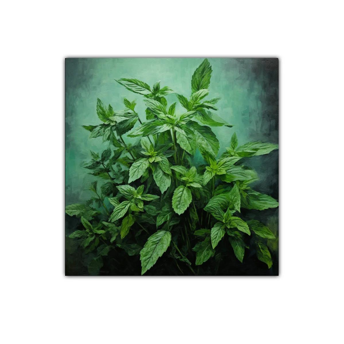 Cuadro decorativo con hojas verdes vibrantes y naturaleza fresca — imagen principal