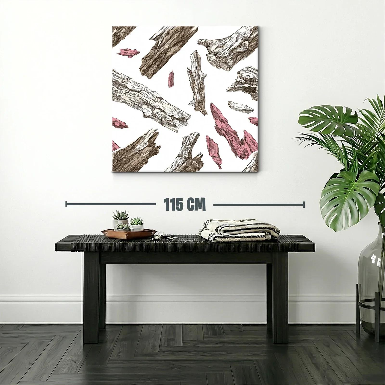 Composición moderna con fragmentos de madera en tonos naturales y rosa — miniatura 2