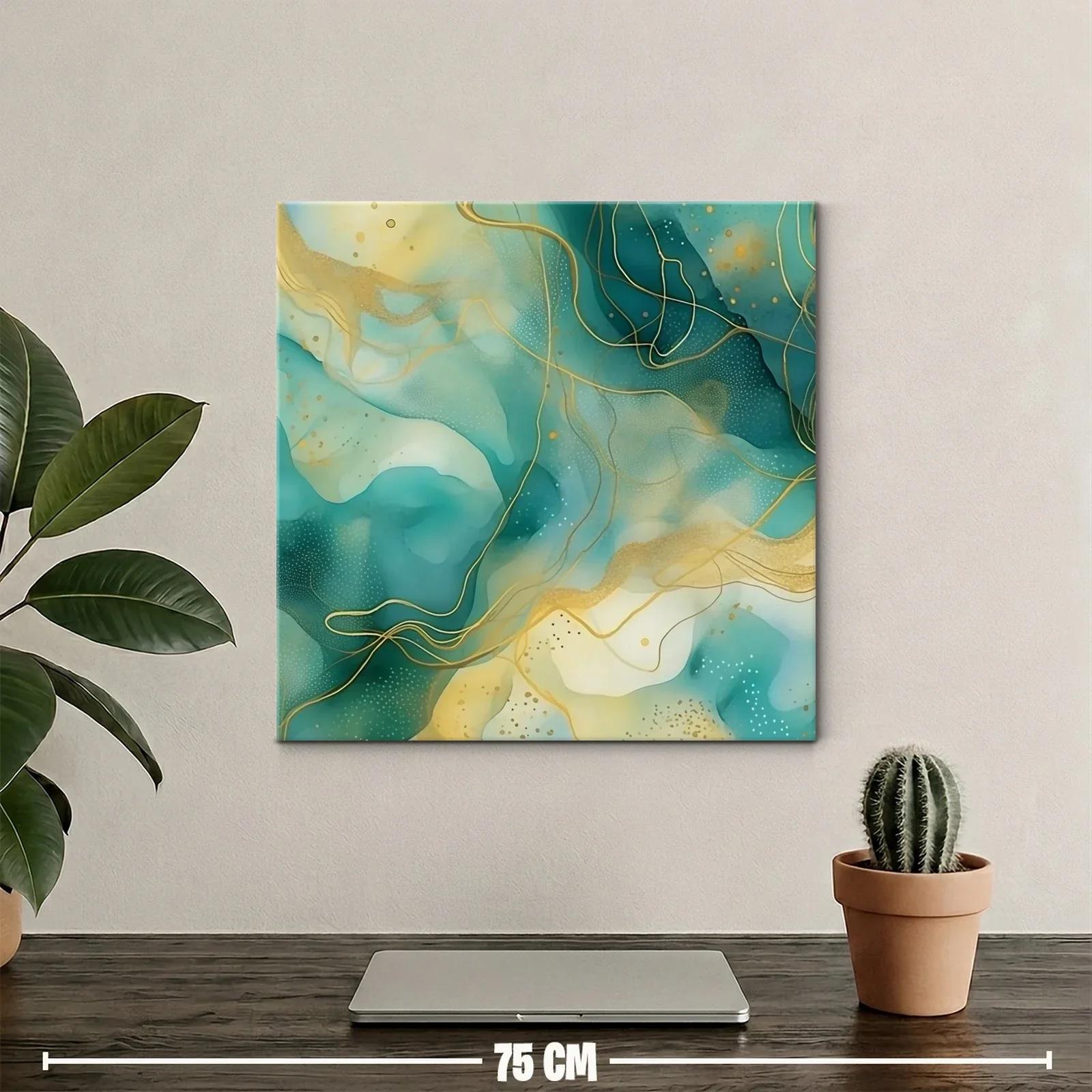 Composición abstracta con tonos aguamarina y dorados elegantes — miniatura 2