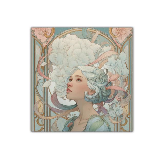 Retrato femenino con flores y tonalidades pastel sofisticadas