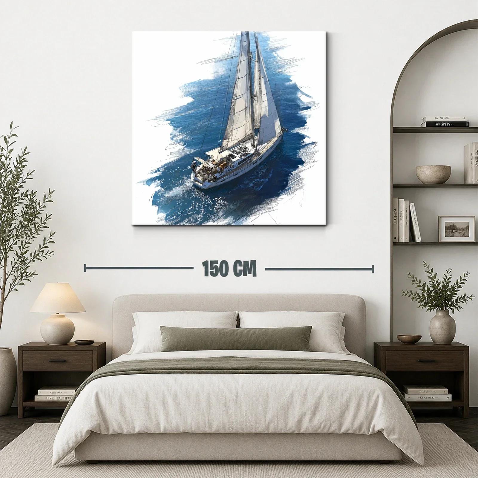 Velero Navegando sobre Mar Azul con Viento Suave — miniatura 3