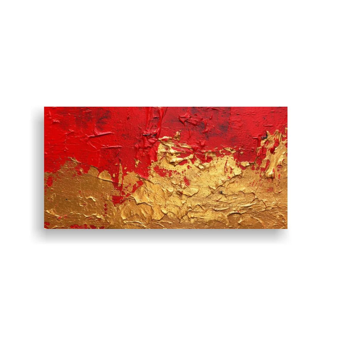 Cuadro abstracción roja y dorada con relieves e impasto — imagen principal