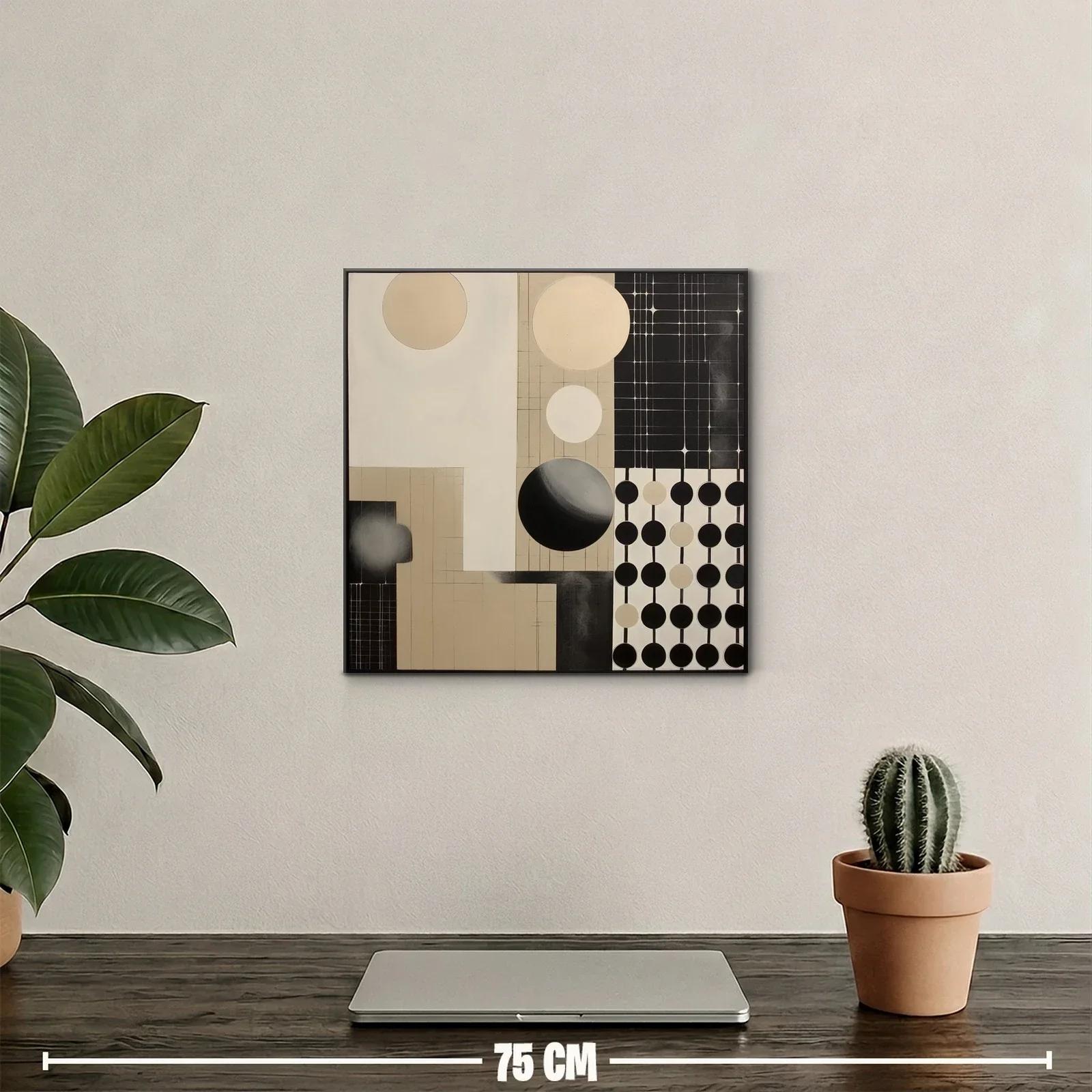 Composición abstracta con círculos y líneas en tonos neutros — miniatura 2