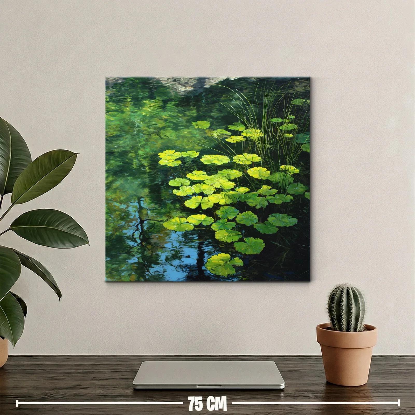 Tranquilidad reflejada en hojas verdes sobre el agua — miniatura 2