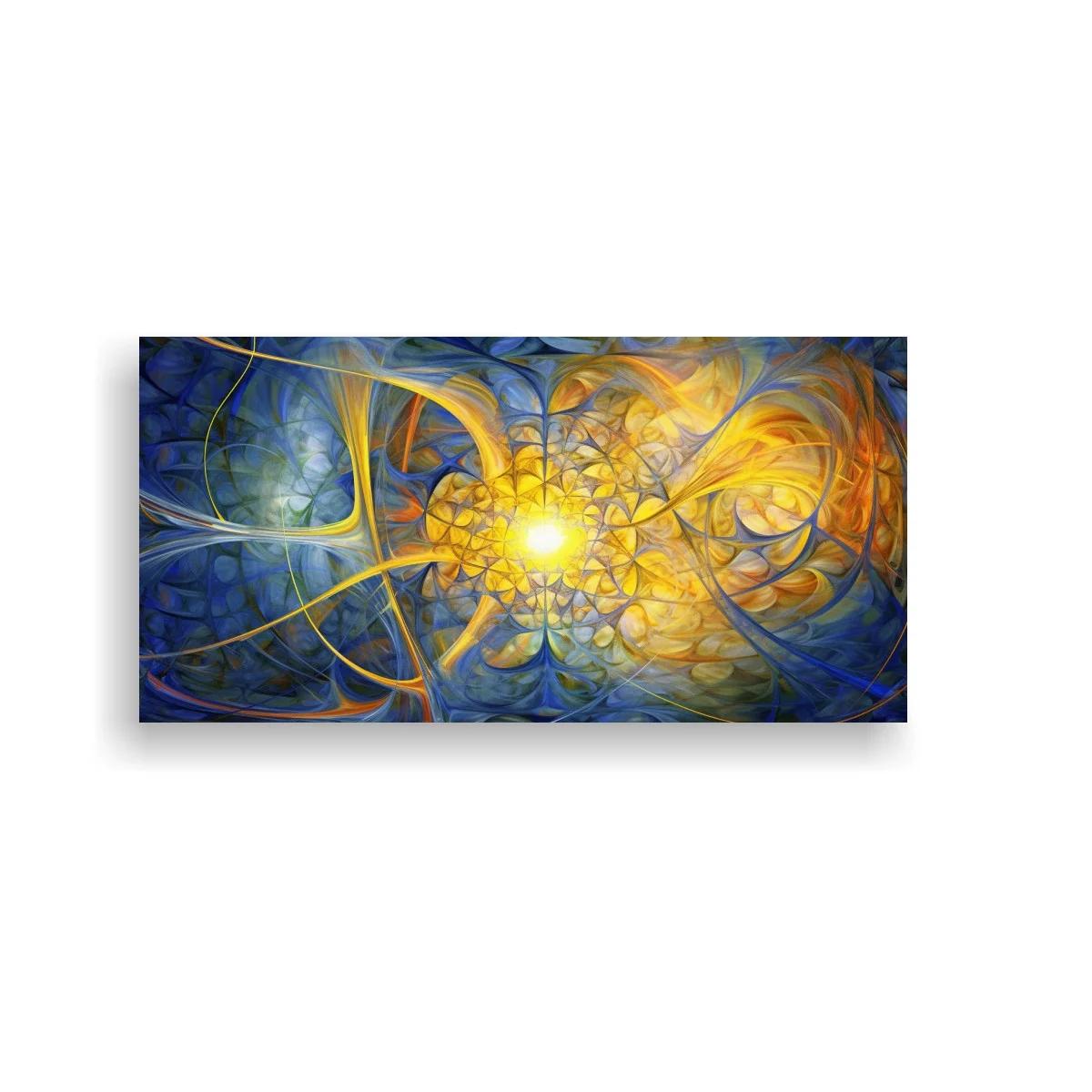 Cuadro remolino de luz dorada con espirales azules — imagen principal