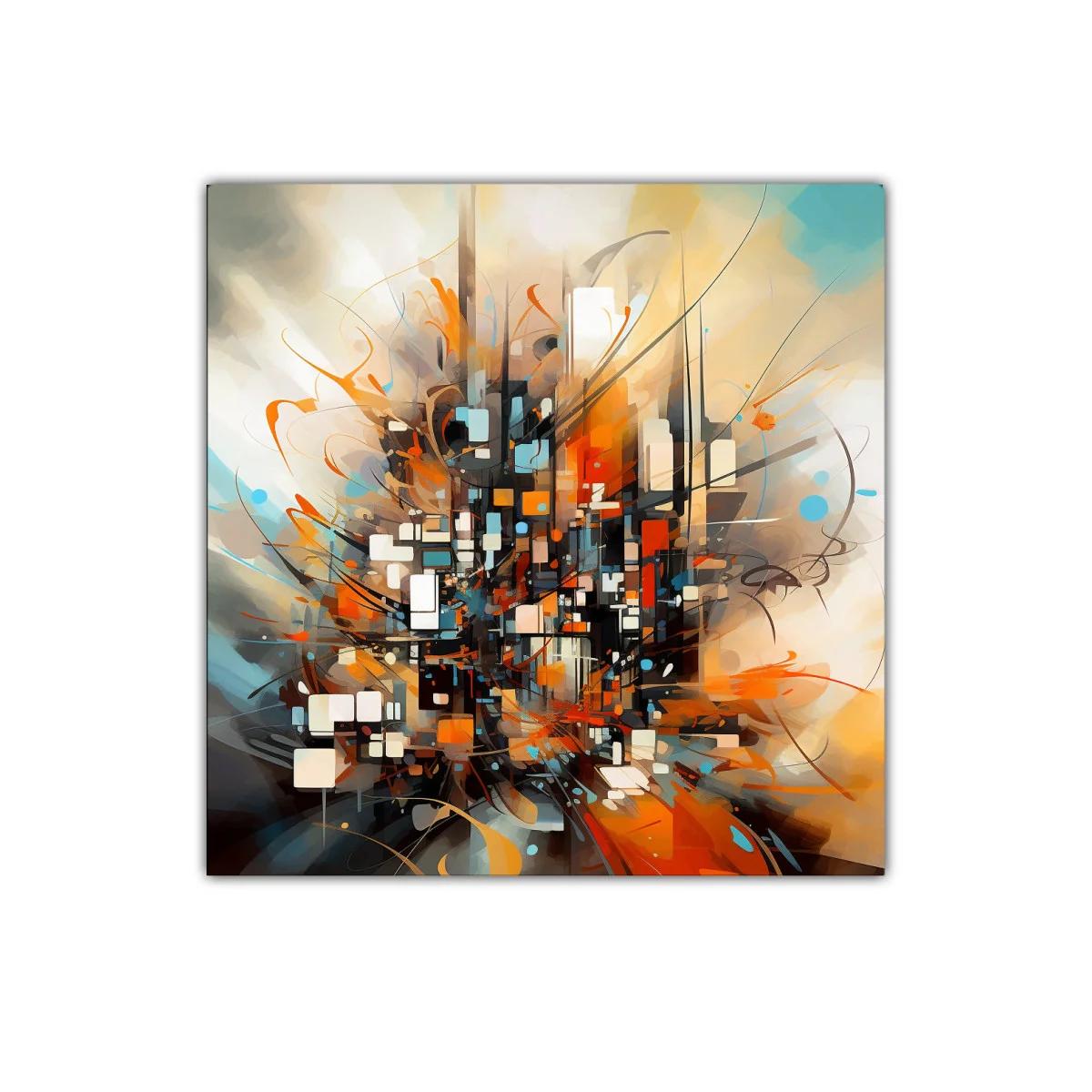 Explosión abstracta con geometría y colores vibrantes