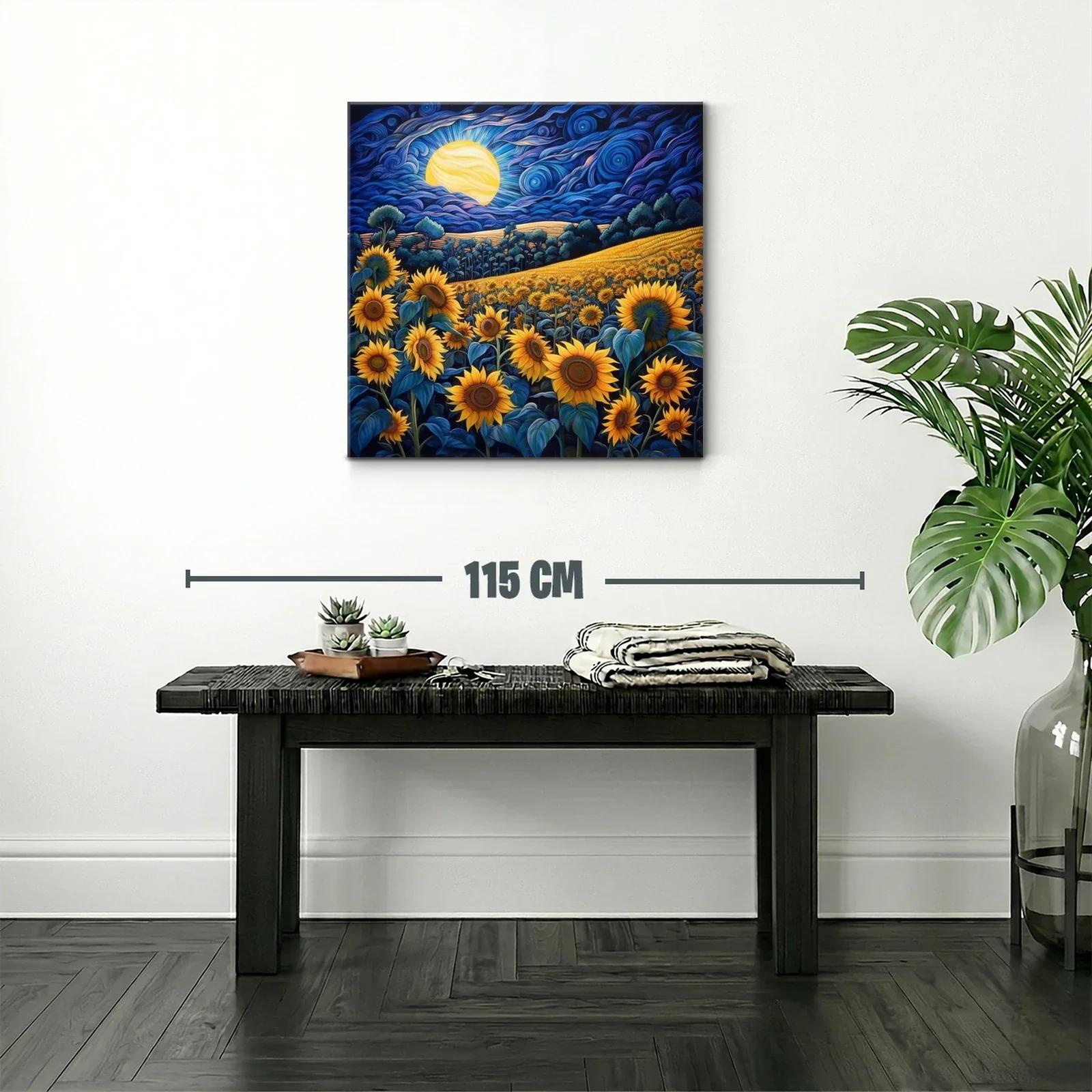 Campo de girasoles bajo un cielo nocturno vibrante — miniatura 2