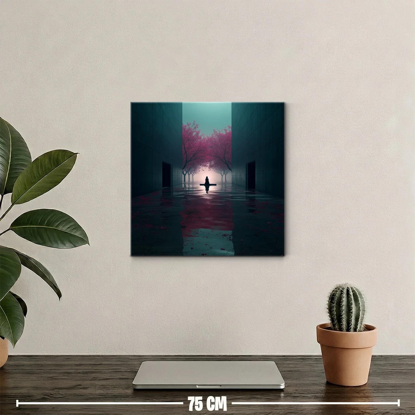 Meditación en jardín sereno con tonos rosa y azul — miniatura 2