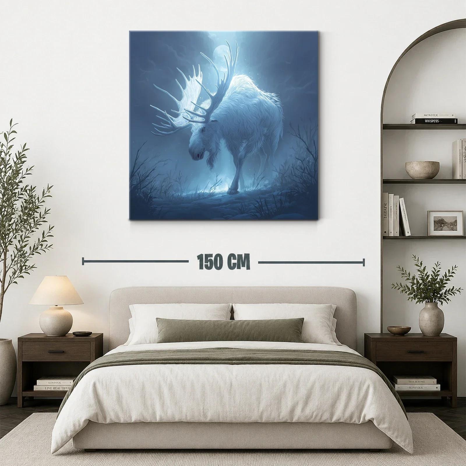 Majestuoso alce blanco bajo la luz de la luna llena — miniatura 3