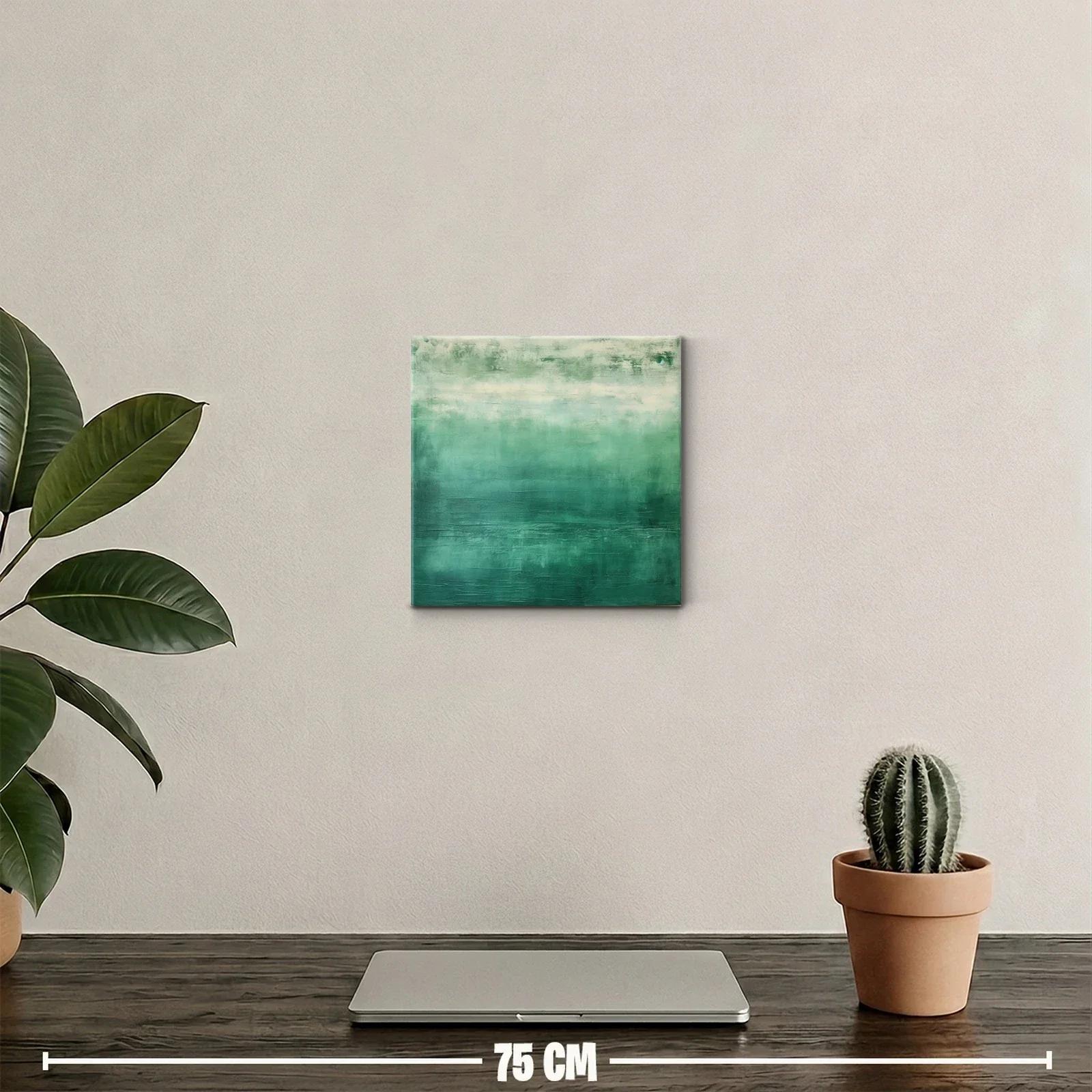 Cuadro abstracto en tonos verdes para ambientes modernos — miniatura 2