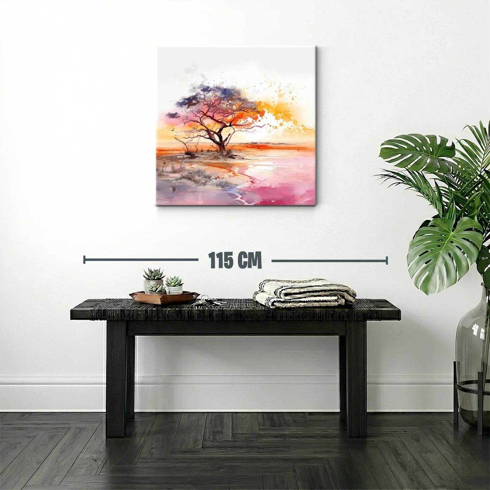Atardecer vibrante con árbol en paisaje sereno — miniatura 2