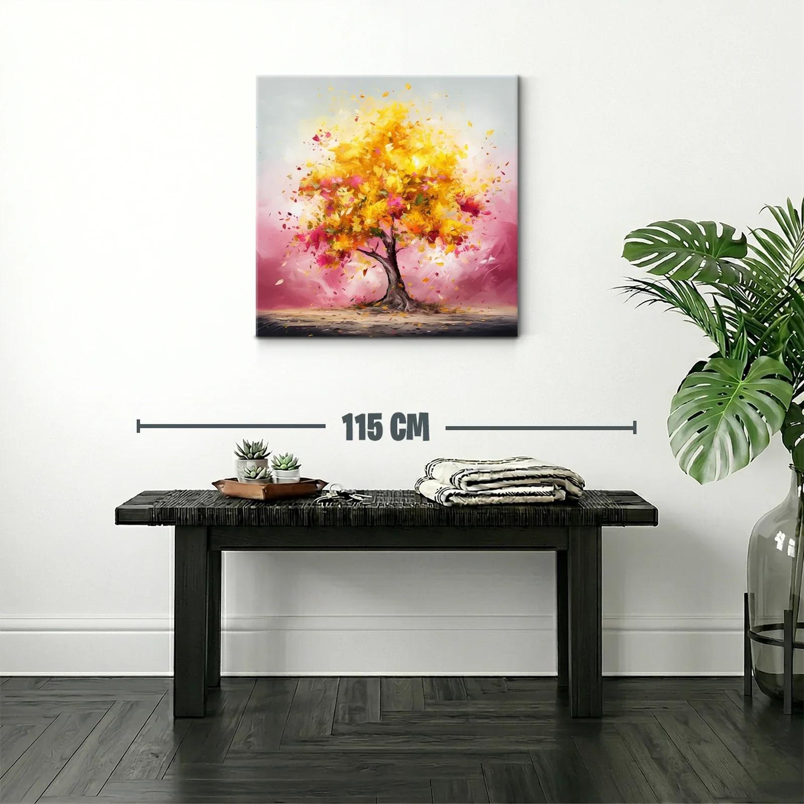 Árbol vibrante con hojas doradas y rosas en movimiento — miniatura 2