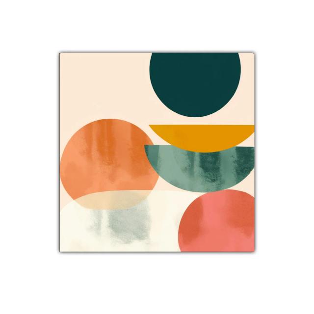 Cuadro decorativo con formas geométricas y colores cálidos