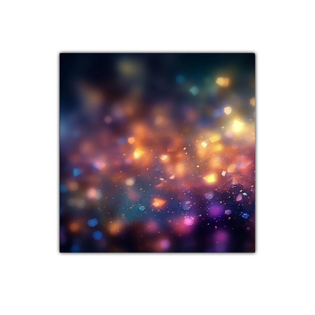 Cuadro abstracto luces difusas en tonos cálidos y fríos