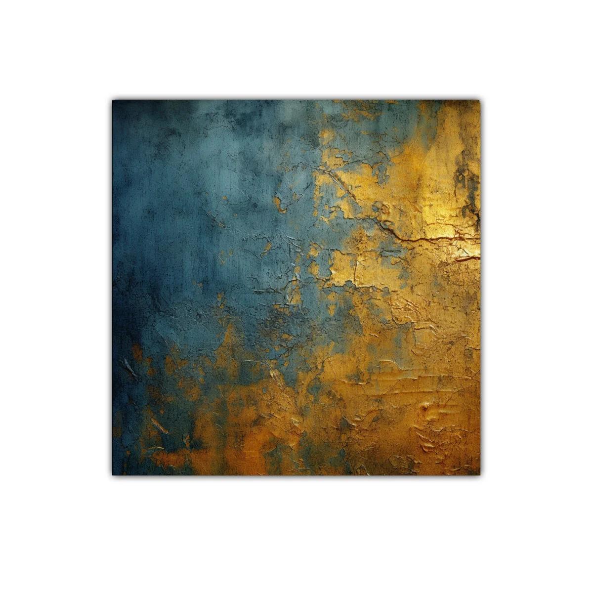 Cuadro decorativo abstracto con tonos dorados y azules — imagen principal
