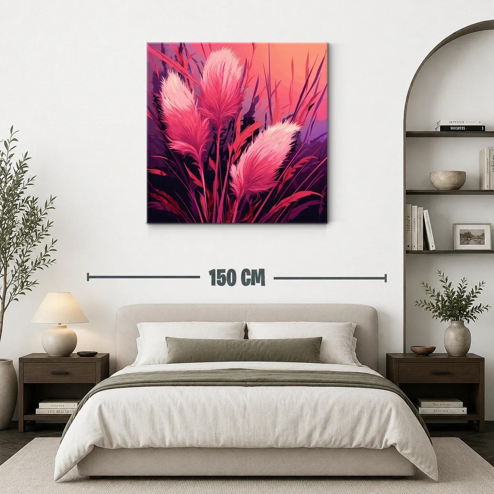 Ramas con plumas rosas en ambiente vibrante — miniatura 3