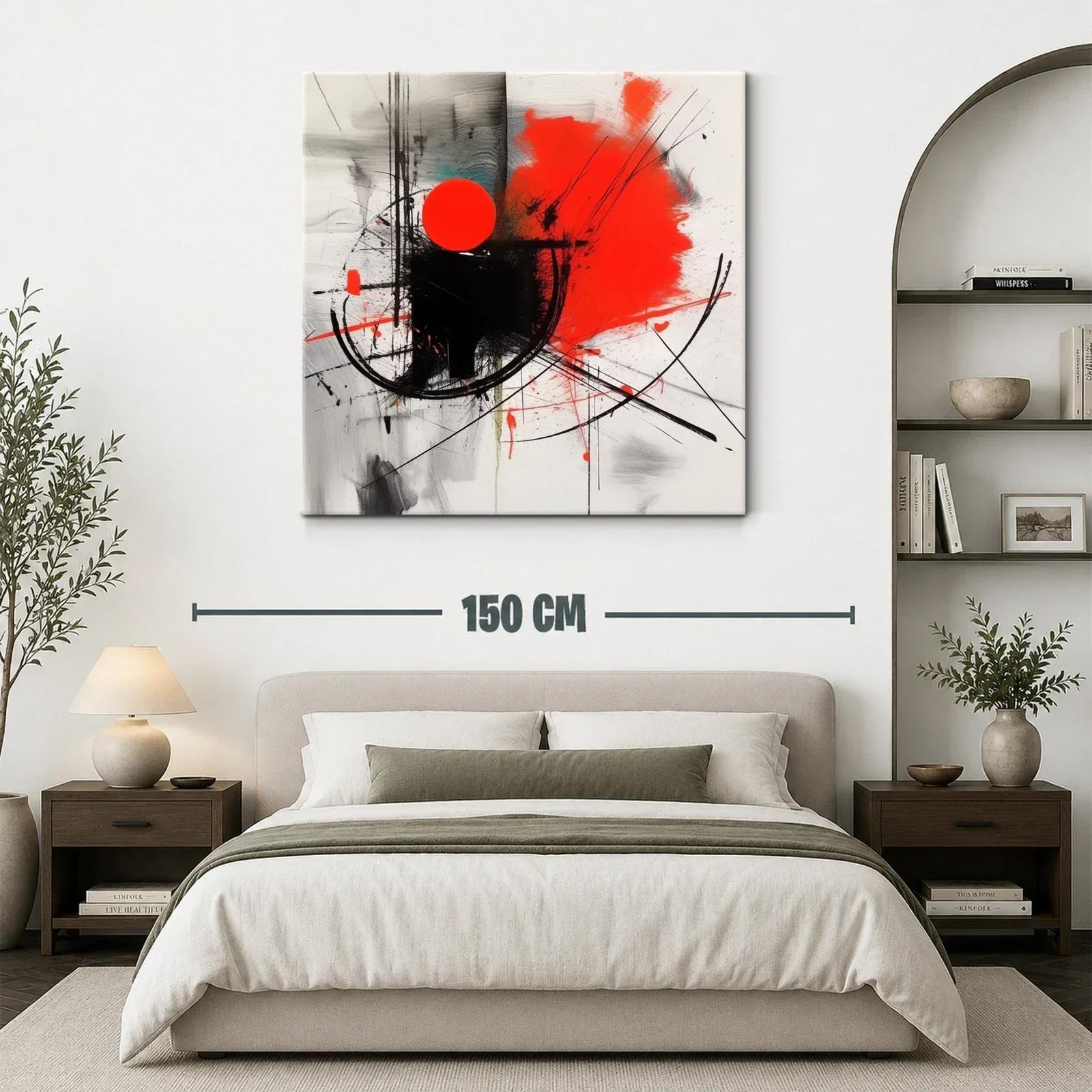Composición abstracta con círculos rojos y trazos dinámicos — miniatura 3