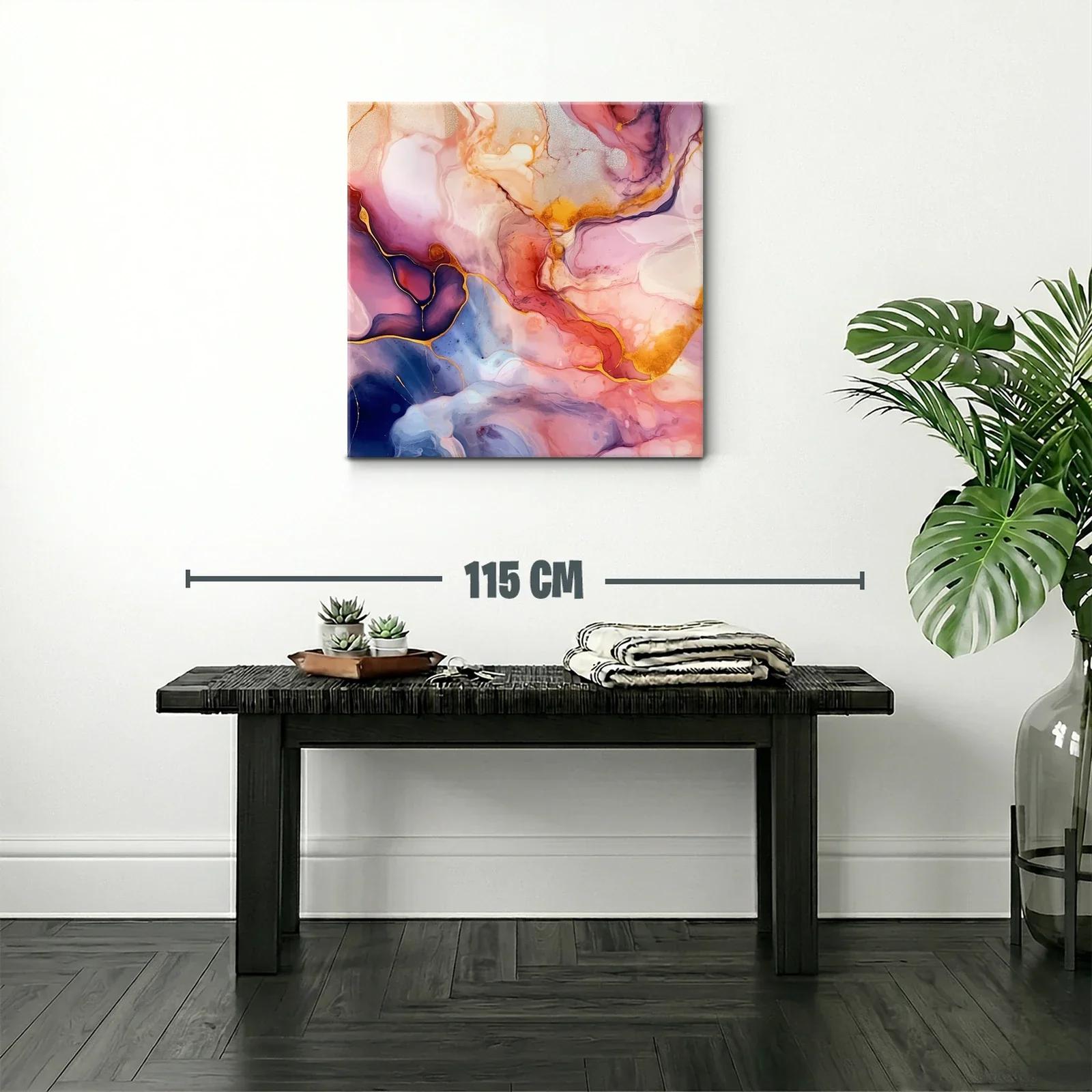 Arte abstracto fluido en tonos cálidos y fríos vibrantes — miniatura 2