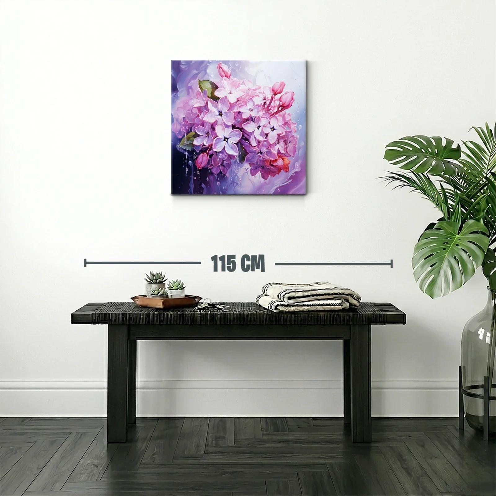 Ramo de flores lilas con gotas de agua brillante — miniatura 2