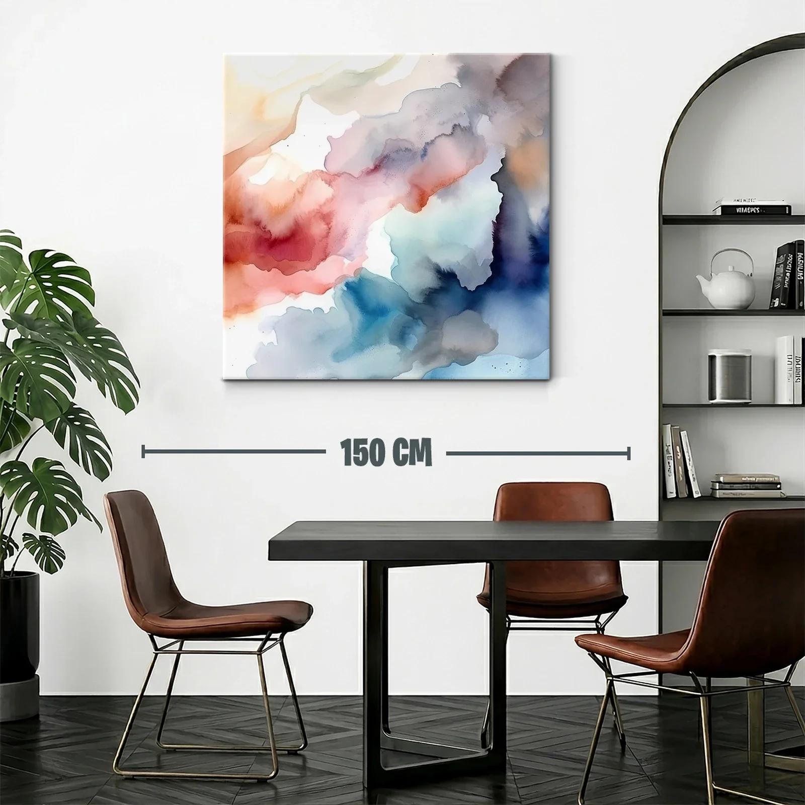 Cuadro abstracto en tonos cálidos y fríos para ambientes modernos — miniatura 2