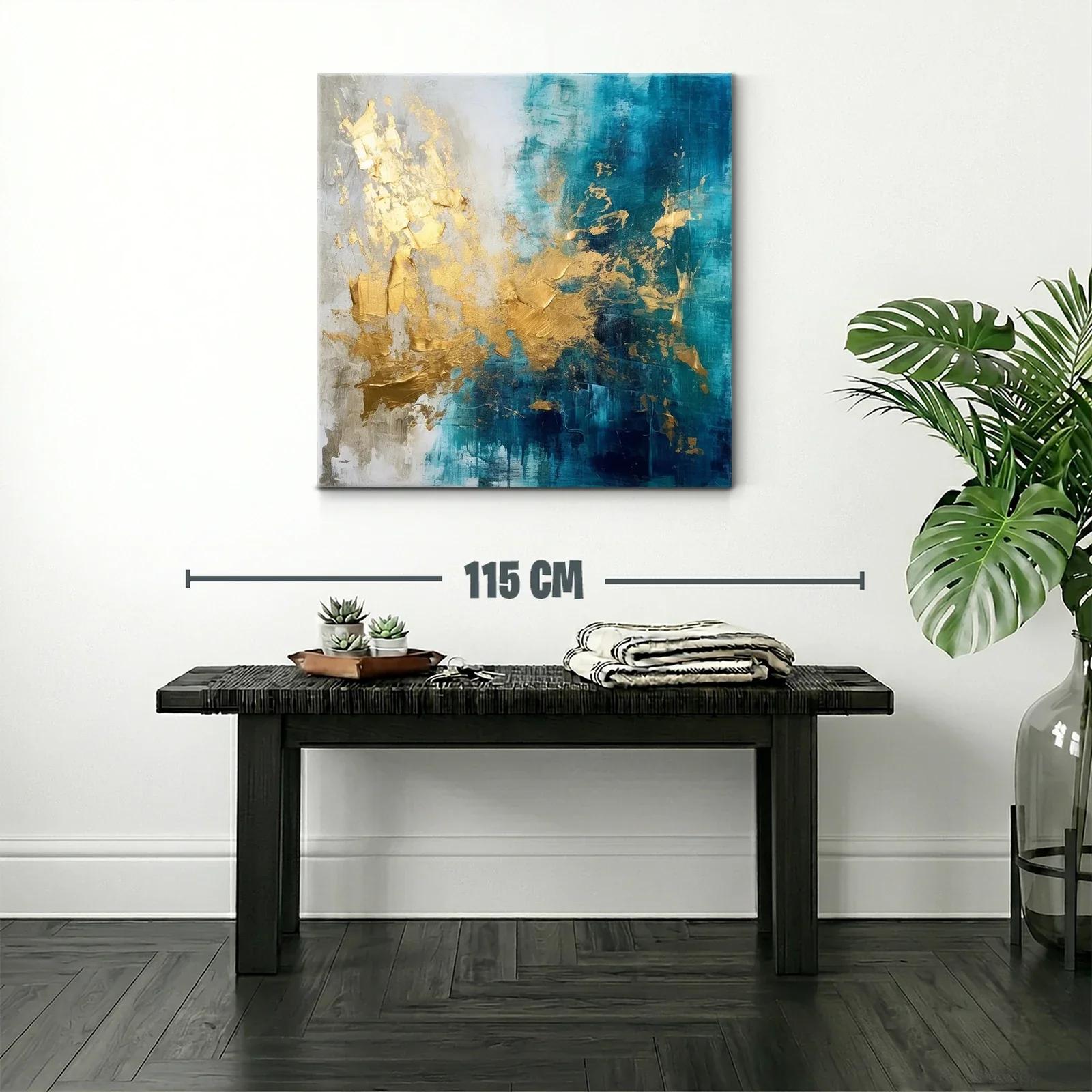 Composición abstracta en tonos azul y dorado elegante — miniatura 2
