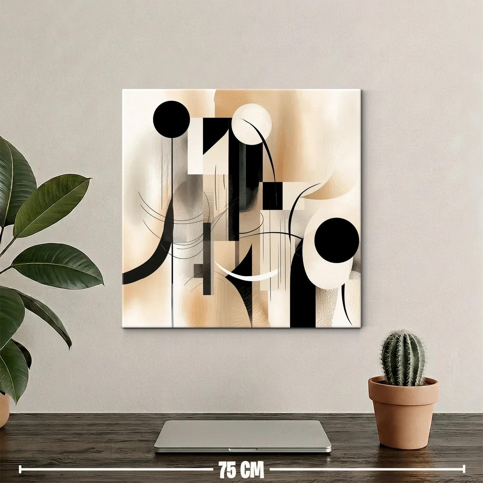 Composición abstracta en tonos beige y negro elegante — miniatura 2