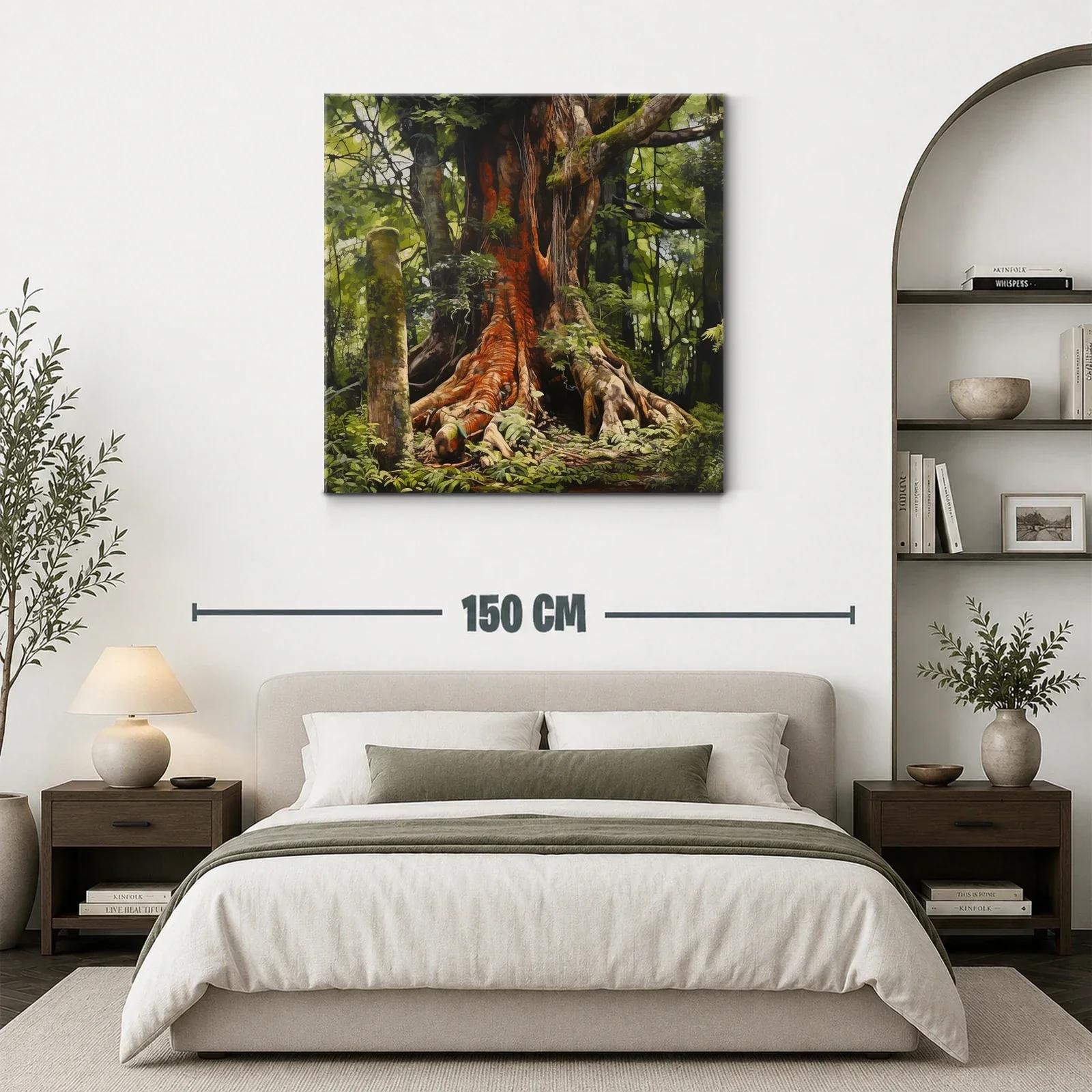 Majestuoso árbol con raíces aéreas en bosque tropical verde — miniatura 3