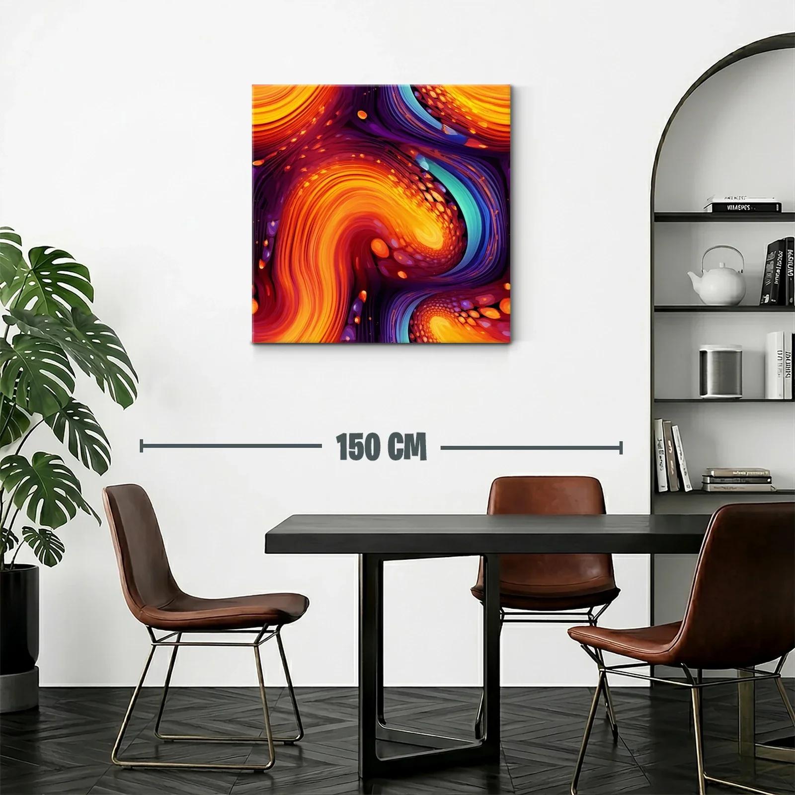 Cuadro abstracto con vibrantes remolinos en tonos cálidos — miniatura 2