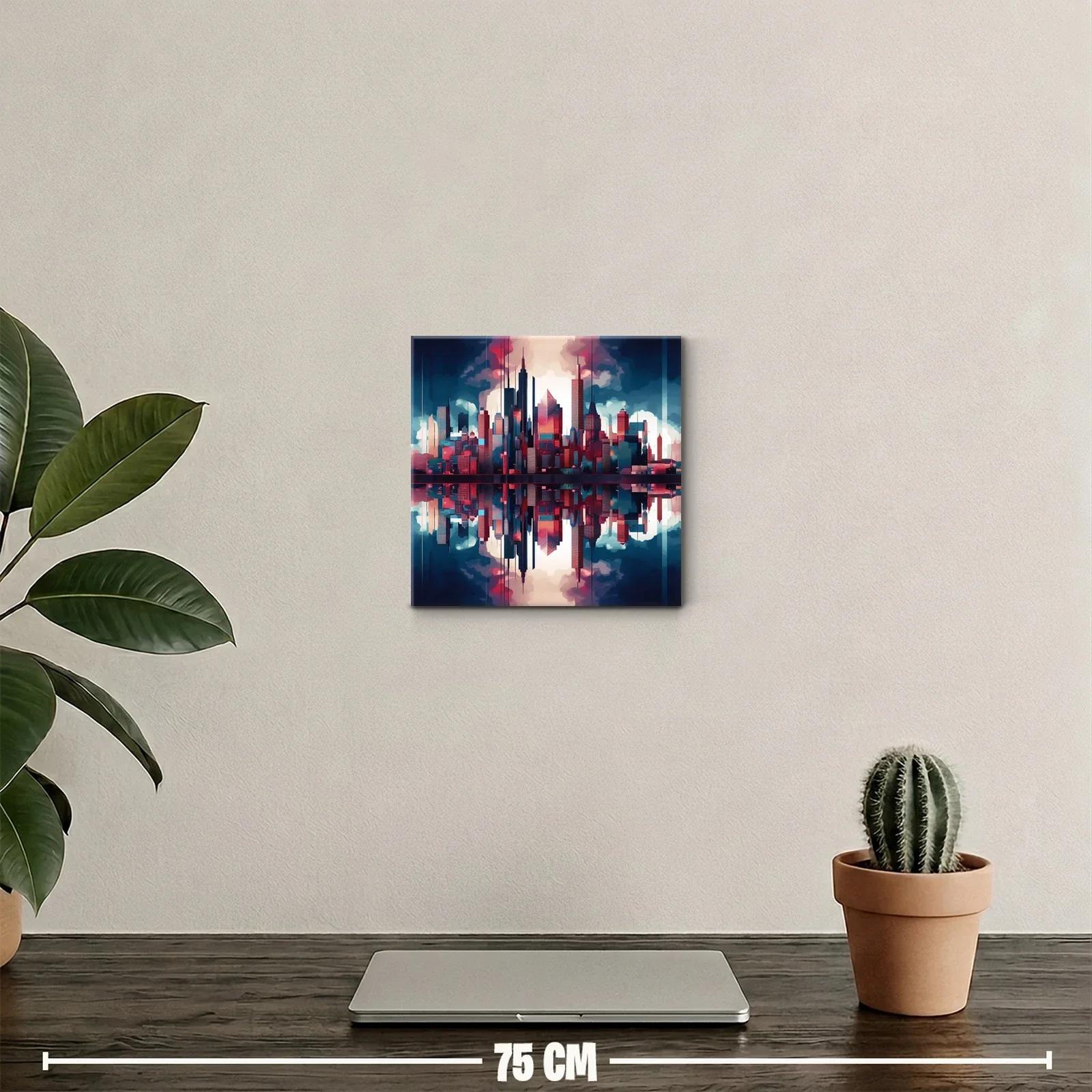 Paisaje urbano reflejado con colores intensos y vibrantes — miniatura 2