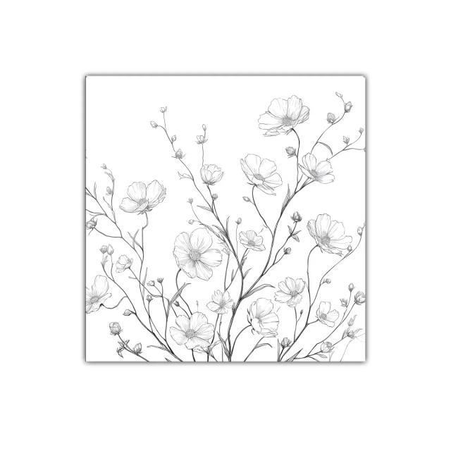 Elegante composición botánica con flores delicadas en líneas finas