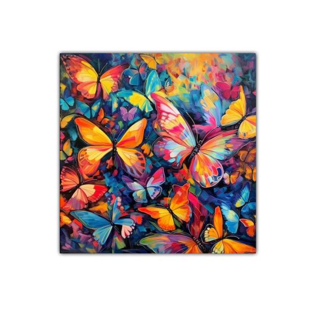 Cuadro con mariposas luminosas en colores vibrantes