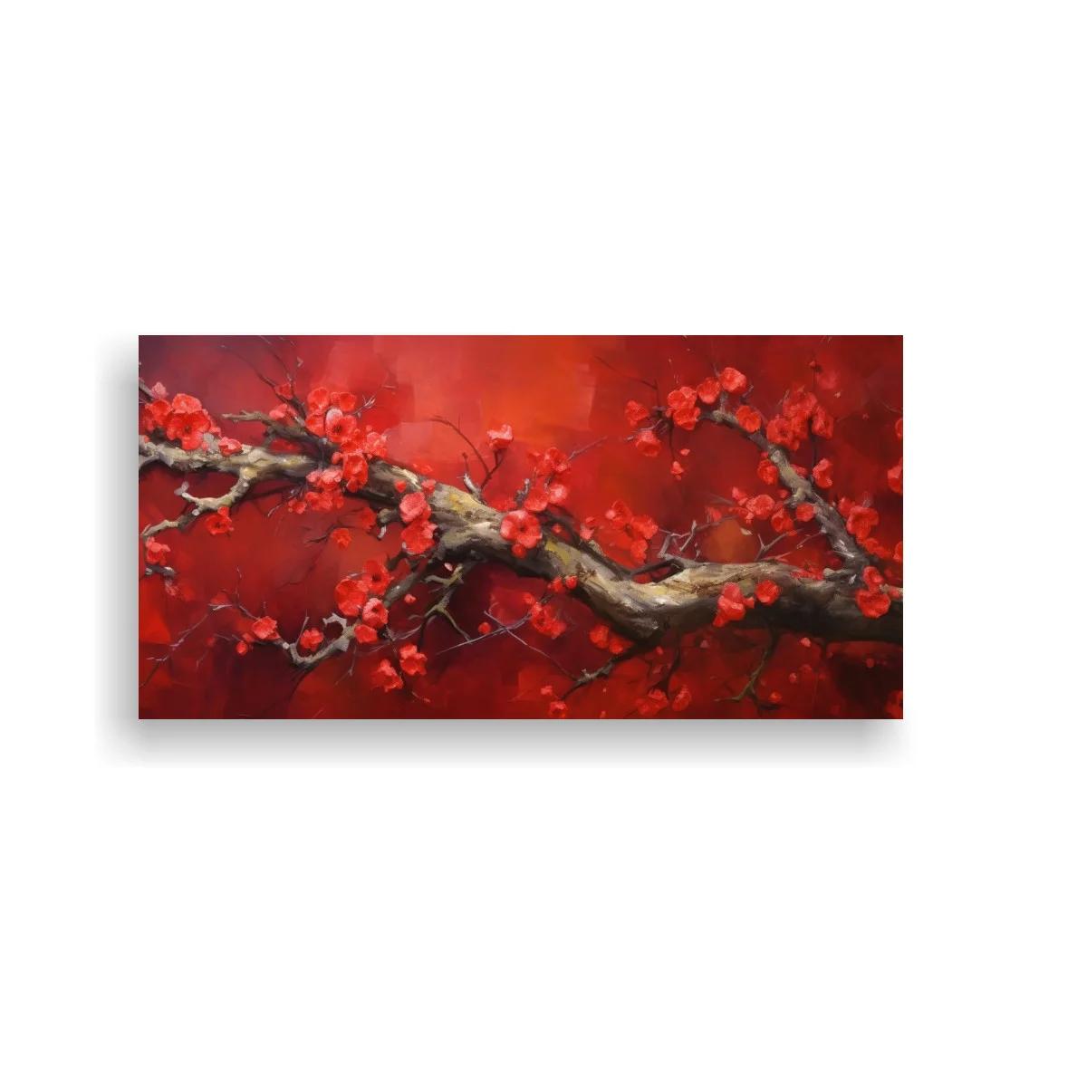 Cuadro rama de cerezo en flor con brotes rojos