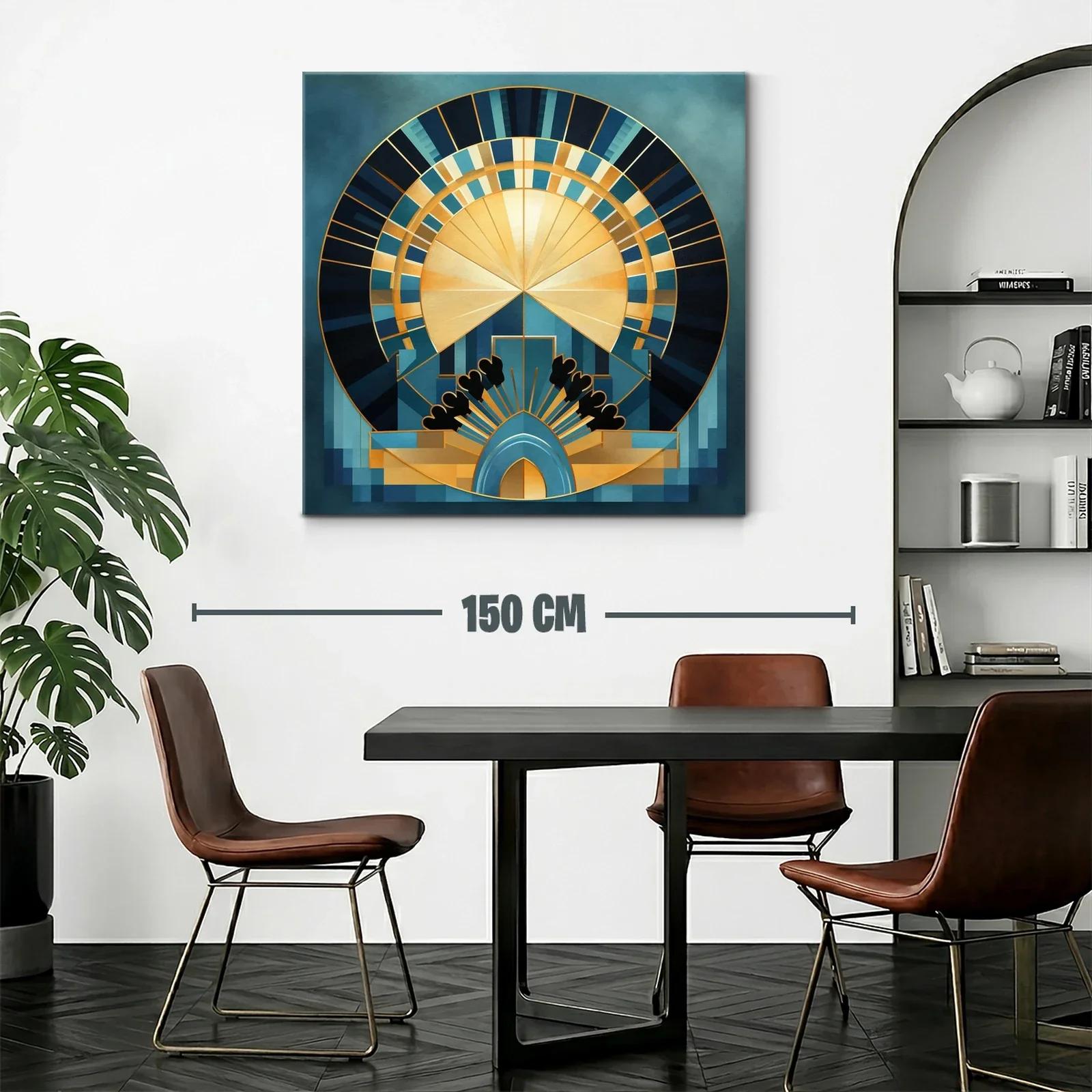 Composición geométrica en tonos azules y dorados — miniatura 2
