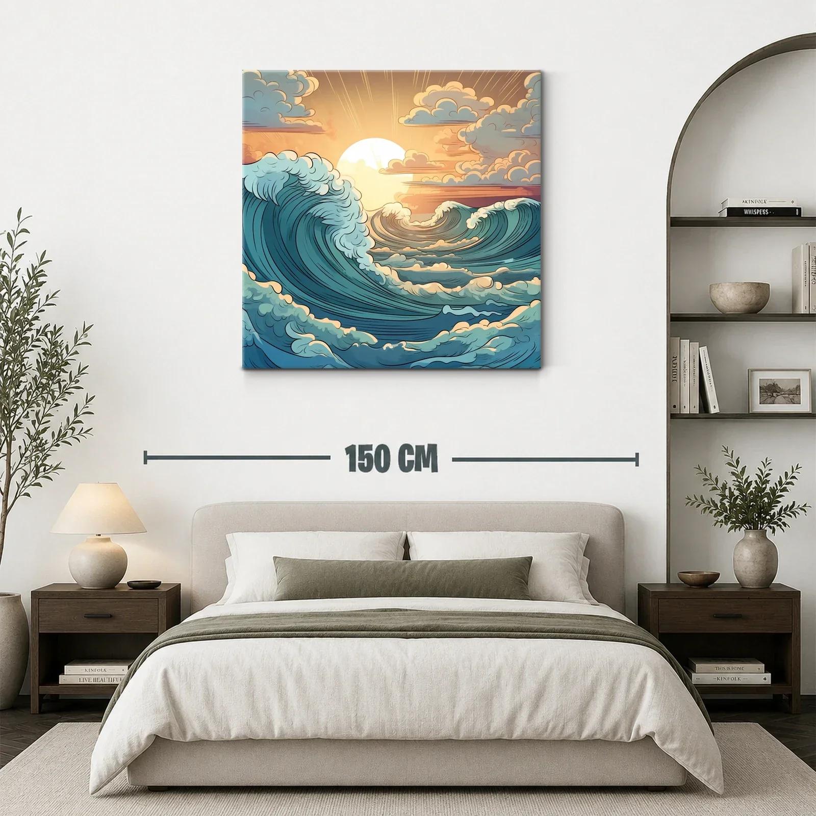 Atardecer sobre olas dinámicas en calma y movimiento — miniatura 3