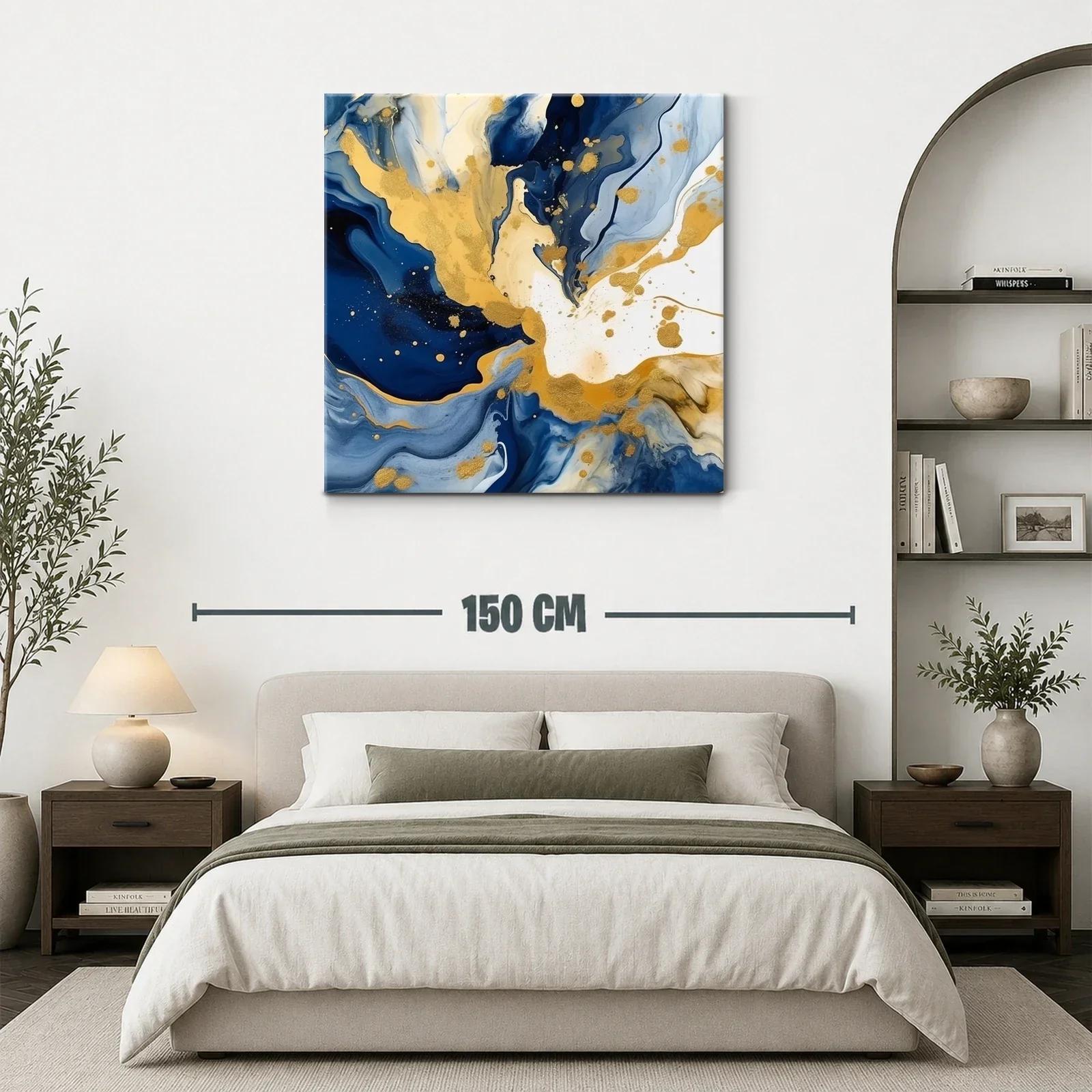 Arte abstracto con tonos dorados y azul profundo — miniatura 3