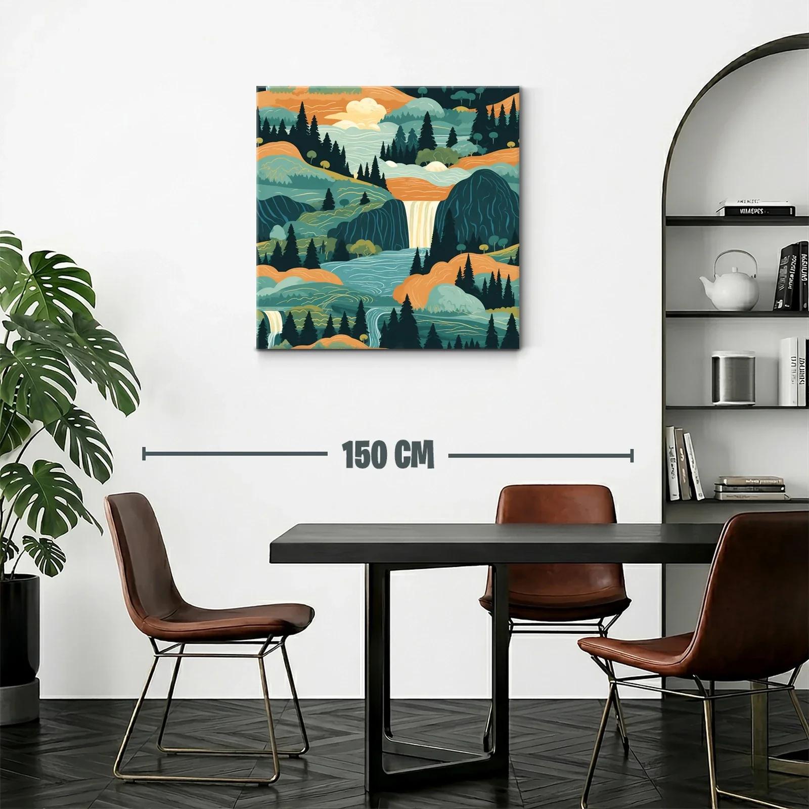 Paisaje sereno con cascadas y montañas en tonos cálidos — miniatura 2
