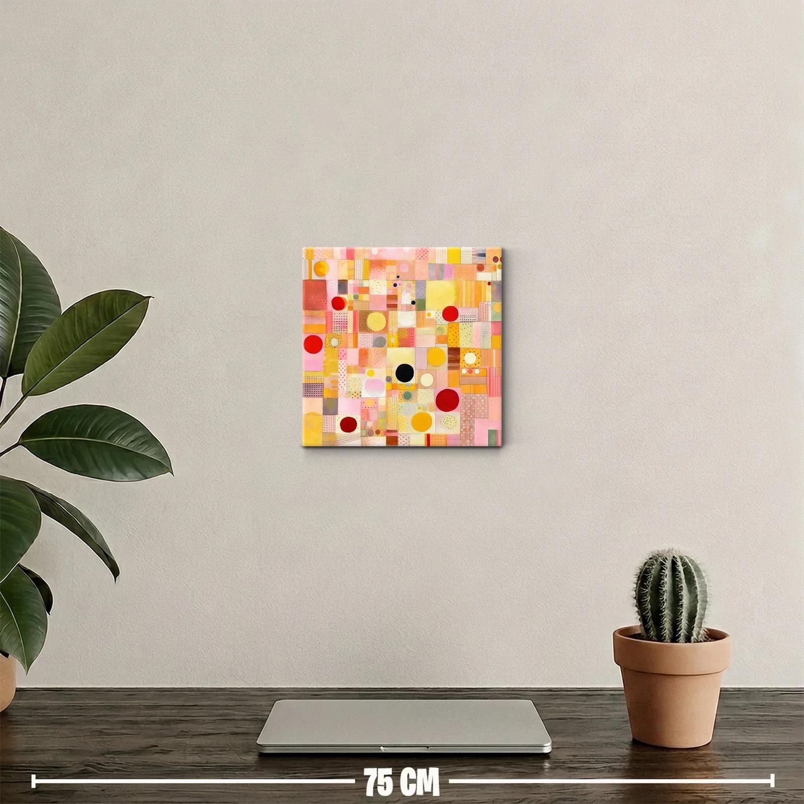 Cuadro geométrico con círculos y tonos cálidos vibrantes — miniatura 2