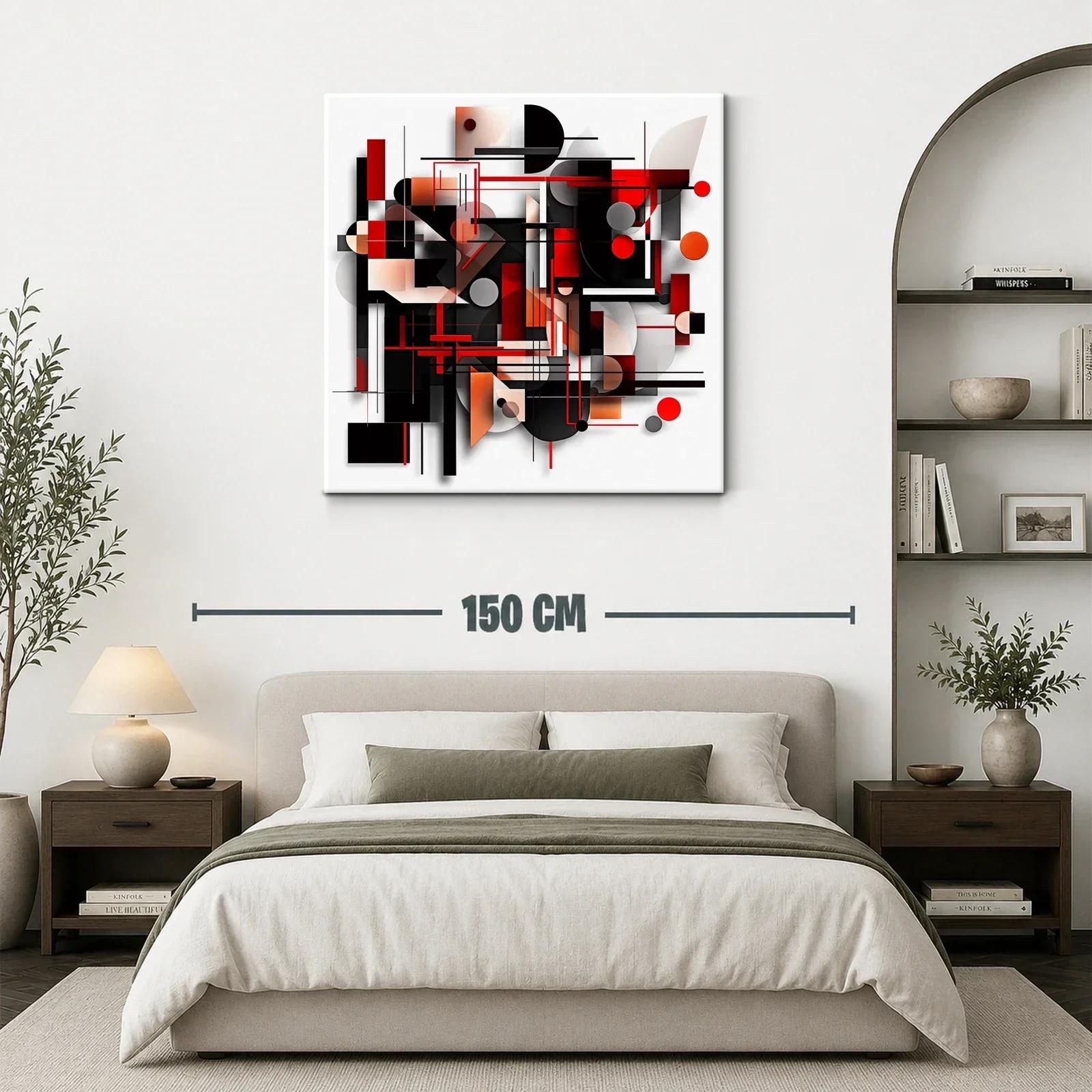 Composición geométrica abstracta en tonos rojo y negro — miniatura 3
