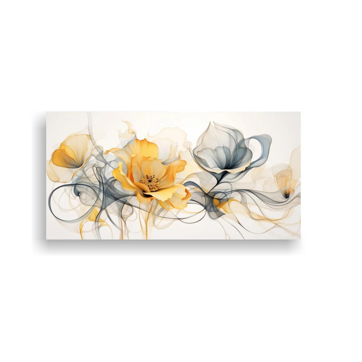 Cuadro de flores abstractas con trazos etéreos